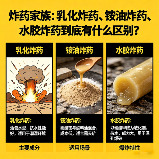 长丰炸药家族：乳化炸药、铵油炸药、水胶炸药到底有什么区别？